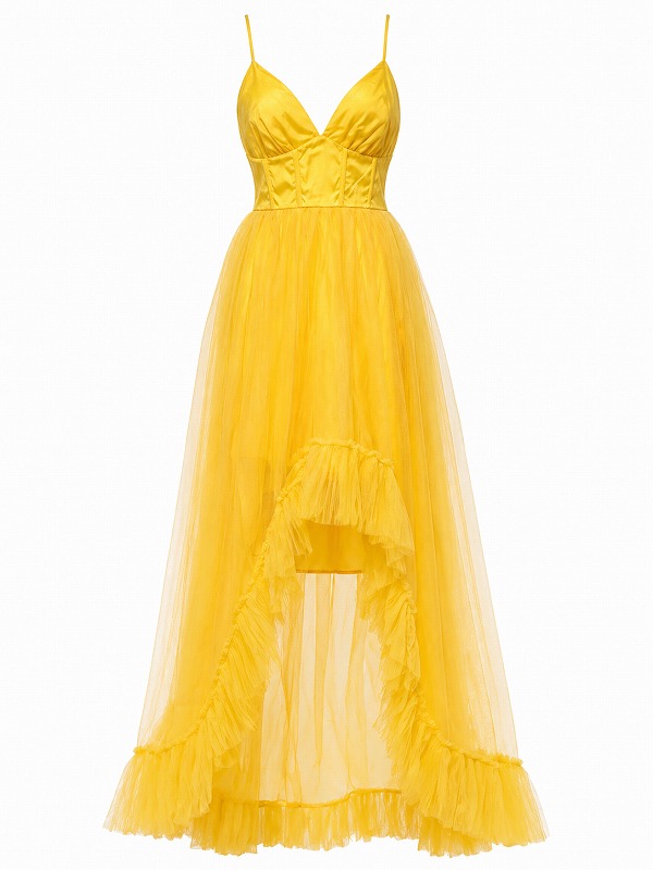 【新品DRESS 1962】ロングテールキャミソールロングドレス イエロー【TRUE DECADENCE】